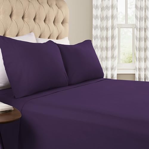 Superior SH Bettlaken-Set, Flanell-Baumwolle, einfarbig, Violett, 33x15.2x25.4 cm von Superior