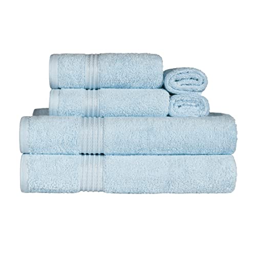 Superior Handtuch-Set, ägyptische Baumwolle, 2 Badetücher, 2 Gesichtstücher und 2 Handtücher, Hellblau von Superior