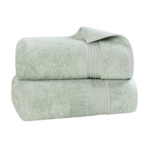 Superior Handtuch-Set, langstapelig, gekämmte Baumwolle, Salbei, Badetuch (2er-Pack) von Superior