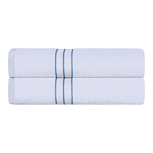 Superior - Hotelkollektion, luxuriöse Badehandtücher, 100% Baumwolle, weiß/hellblau, 900 Gramm, 2-er Set von Superior