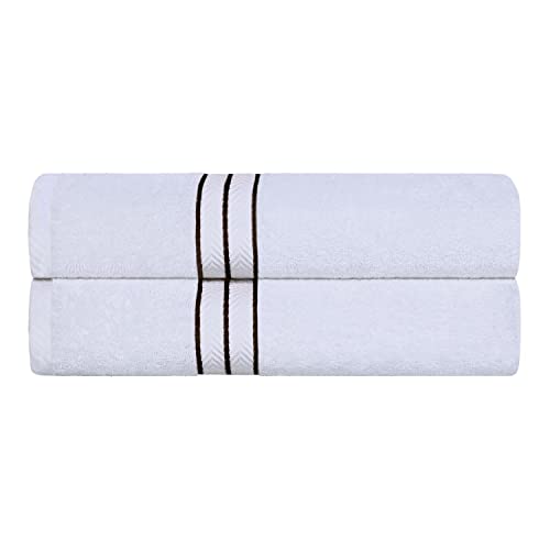 Superior - Hotelkollektion, luxuriöse Badehandtücher, 100% Baumwolle, weiß/schokoladenfarben, 900 Gramm, 2-er Set von Superior