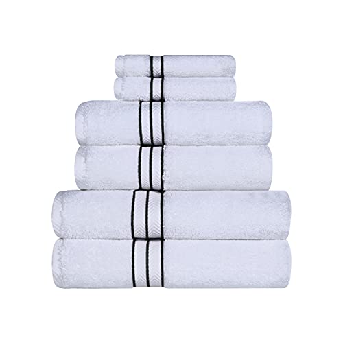 Superior - Hotelkollektion, luxuriöses Handtuchset, 100% Baumwolle, weiß/blaugrün, 900 Gramm, 6-teilig von Superior