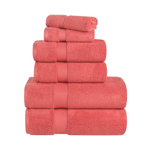 Superior Zero Twist Parent Handtuch, Baumwolle, Koralle, 6 Piece Towel Set, 6 von Superior