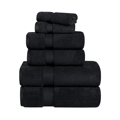 Superior - Kollektion, superweiches und saugfähiges Badehandtuchset, Baumwolle, schwarz, 2-er Set von Superior