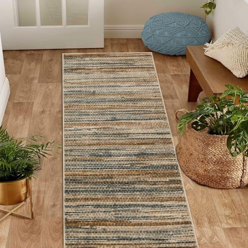 Superior Läufer für den Innenbereich, Jute-Rückseite, weiche, moderne Teppiche für Eingangsbereich, Küchenböden, Bürobodenabdeckung, eklektische abstrakte gestreifte Teppiche, Montauk-Kollektion, 70 x Superior Läufer für den Innenbereich, Jute-Rückseite, weiche, moderne Teppiche für Eingangsbereich, Küchenböden, Bürobodenabdeckung, eklektische abstrakte gestreifte Teppiche, Montauk-Kollektion, 70 x von Superior