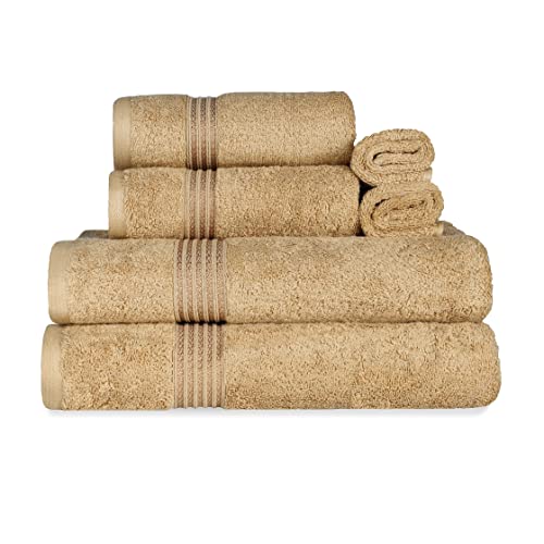 SUPERIOR Luxus-Badetuch-Set aus Baumwolle, 6-teiliges Handtuch-Set, hochwertige ägyptische Baumwolle, Toast von Superior