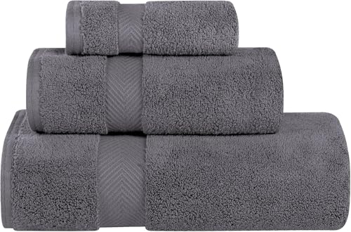 Superior Parent Collection Badetuch, 100% Zero Twist Baumwolle, superweich und saugfähig, Grau, 2 Stück, 3 Piece Towel Set von Superior