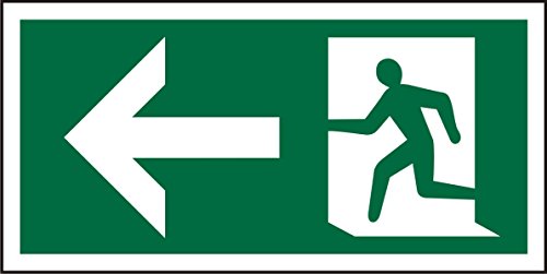 Seco Feuerausgangsschild - Pfeil nach links und Piktogramm nach links laufender Mann, 300 x 150 mm - 1 mm dicker halbsteifer Kunststoff von SECO