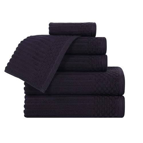 Superior Solide und gerippte Baumwolle Handtuch, schwarz, 6 Piece Towel Set von Superior