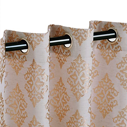 Superior Vorhänge, Fensterbehandlungen, Akzente, Vorhänge, Küche, Schlafzimmer, Büro, Wohnzimmer, Fenster, 6 Ösen, schicke, formelle, venezianische Damast-Jacquard-Vorhänge, Bestickt, 106,7 x 243,8 von Superior