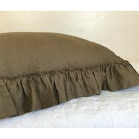 Cedar Dark Brown Leinen Euro Sham Cover Mit Country Rüschen, Alle Größen Oder Custom Size Cedar Dark Brown Leinen Euro Sham Cover Mit Country Rüschen, Alle Größen Oder Custom Size von SuperiorCustomLinens