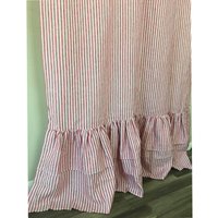 Duschvorhang Rot-Weiß Gestreift Mit Meerjungfrau Rüschen, Augenfest, 72x72, 72x85, 72x94 Oder Custom Size, Extra Long von SuperiorCustomLinens