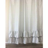 Duschvorhang Steingrau Mit Zwei Abgestuften Mermaid Rüschen, Hellgrau Extra Lang Breit Benutzerdefinierte Größe Duschvorhang Steingrau Mit Zwei Abgestuften Mermaid Rüschen, Hellgrau Extra Lang Breit Benutzerdefinierte Größe von SuperiorCustomLinens