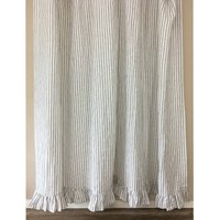 Eisen, Weiß Gestreifter Leinen Duschvorhang Mit Rüschensaum, Alle Größen, Benutzerdefinierte Größe, Extra Lang, Breit Eisen, Weiß Gestreifter Leinen Duschvorhang Mit Rüschensaum, Alle Größen, Benutzerdefinierte Größe, Extra Lang, Breit von SuperiorCustomLinens