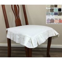 Leinen Stuhl Sitzbezug Mit Plissierten Rüschen - Mehrere Farben von SuperiorCustomLinens