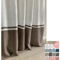 Natürlicher Leinen Color Block Duschvorhang Mit Streifen - Schimmelfrei, Benutzerdefinierte Bordüre Extra Lang, 80+ Leinenstoff von SuperiorCustomLinens