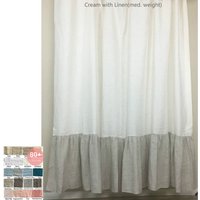 Naturfarbener Duschvorhang in Farbe Block Mit Meerjungfrau Rüschen - Individueller Extra Lang, 40+ Leinengewebe, Massiv, Gestreift von SuperiorCustomLinens