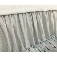 Steingrau Inlett Streifen Bettrock, Staub Rüsche, Landhaus Bettröcke Steingrau Inlett Streifen Bettrock, Staub Rüsche, Landhaus Bettröcke von SuperiorCustomLinens