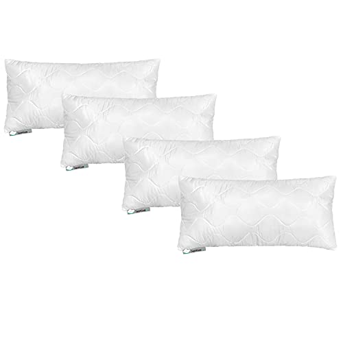 SuperKissen24. 4er Set Kopfkissen aus Mikrofaser 80x40 cm mit Polyester Kissenfüllung - waschbares Innenkissen geeignet für Allergiker - Couchkissen, Sofakissen, Dekokissen - Good Sleep Weiß von SuperKissen24.