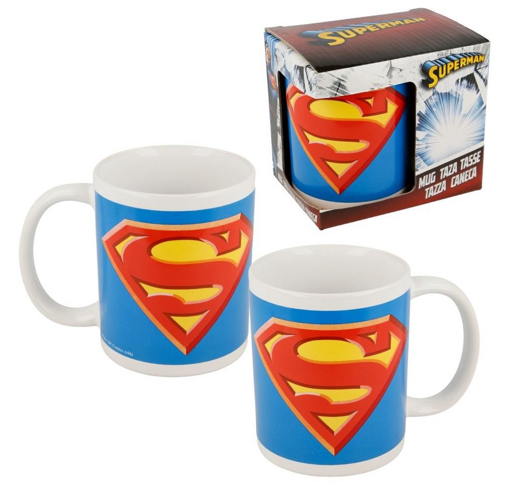 Superman Kindergeschirr-Set Keramik Tasse DC Superman 325 ml Henkel-Becher in Geschenkbox, Porzellan von Superman