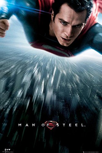 Superman Man of Steel Poster Onesheet (Flying) (61cm x 91,5cm) + 2 St. Schwarze Posterleisten mit Aufhängung von Superman