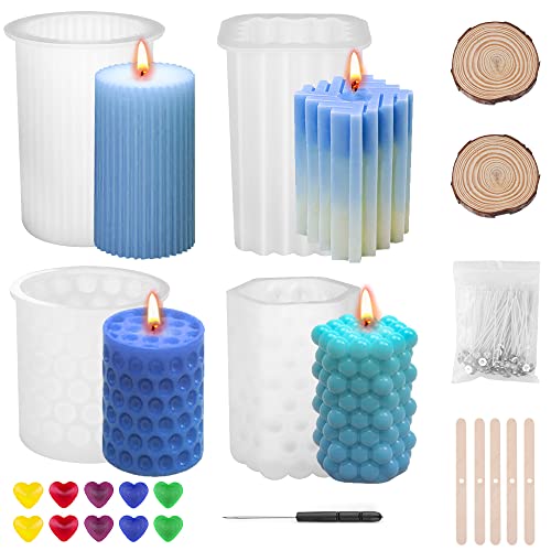 SUPERSUN 4 Pcs Silikonform Kerzeform mit 10 Kerzenwachs Farbe Kit 3D DIY Kerzen Gießen Formen Set mit Kerzendochte&Dochthalter als Heimdekorationen Bastel Ornamente DIY Duftkerze Seife Harzgussform SUPERSUN 4 Pcs Silikonform Kerzeform mit 10 Kerzenwachs Farbe Kit 3D DIY Kerzen Gießen Formen Set mit Kerzendochte&Dochthalter als Heimdekorationen Bastel Ornamente DIY Duftkerze Seife Harzgussform von SUPERSUN