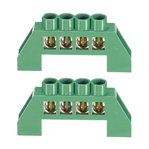 4-Positionen-grüne neutrale Klemmleiste, Sammelschiene, Messing-Erdungsleiste mit Schraubklemmen für Elektrobox (2 Stück) von Supertool
