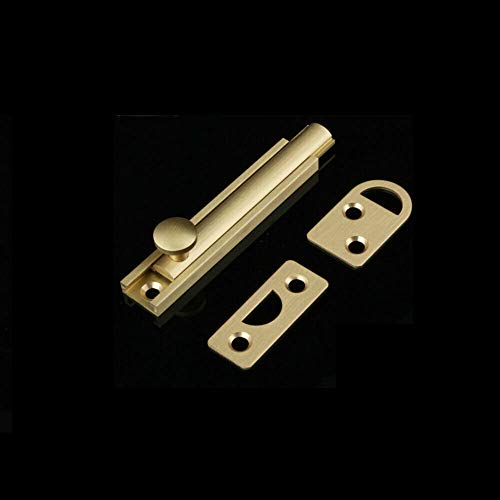 SUPERTOOL Oberflächenriegel, 1 Stück, Messing-Türriegel, einfaches Zylinderschloss für Zimmer, Fensterschlösser, Toilettentor und Schuppentüren (102 mm x 15 mm, gebürstetes Gold) von Supertool