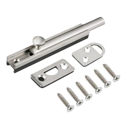 SUPERTOOL Oberflächenriegel, 1 Stück, Messing-Türriegel, einfaches Zylinderschloss für Zimmer, Fensterschlösser, Toilettentor und Schuppentüren (76 mm x 15 mm, Silber) von Supertool