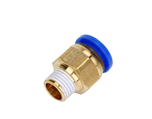 Supertool Schlauchverschraubung Außengewinde 10 mm 1/4 Zoll pneumatischer Anschluss Schnellverschluss Push-In Fitting für Luft- und Wasser-Vakuum (10 Stück) von Supertool