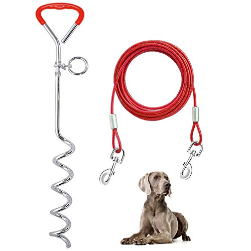 Supet Bodenanker Hund,Anlegepflock für Hunde Groß,Erdanker Hund,Erdspiess Hundeleine,Erdspieß Hundeleine für Hunde Strand (10M, Rot) von Supet