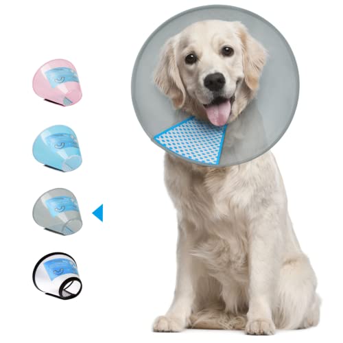 Supet Halsband für Haustiere Schutzhalsband Kegelhalsbänder aus Kunststoff Spezialschutz für Katzen kleine Hunde (Grau XL) von Supet