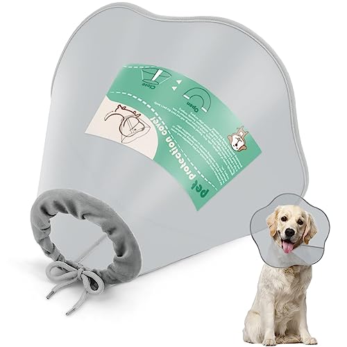 Supet Halskrause für Hunde & Katzen,Leckschutz Hund Schutzkragen Hund, Halskragen Halskrause für Hund Katze (Grau XL) von Supet