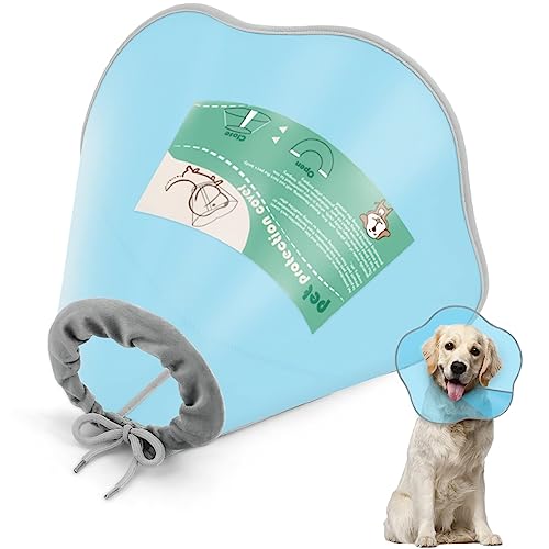 Supet Halskrause für Hunde & Katzen,Leckschutz Hund Schutzkragen Hund, Halskragen Halskrause für Hund Katze (Blau XXXL) von Supet