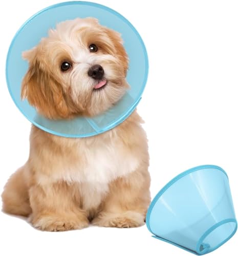 Supet Halsband für Haustiere Schutzhalsband Kegelhalsbänder aus Kunststoff Spezialschutz für Katzen kleine Hunde (Blau S) von Supet