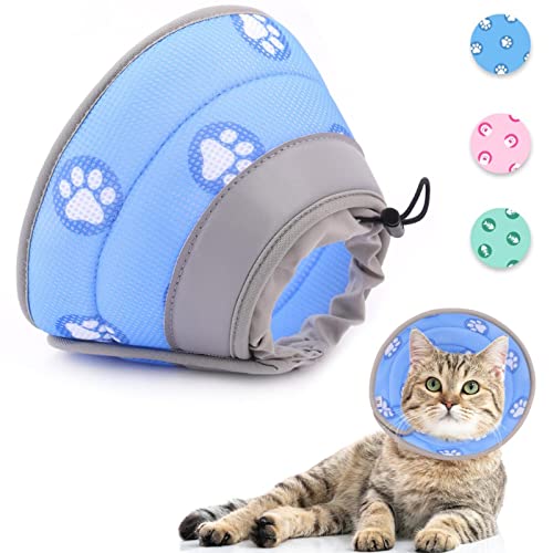 Supet Halskrause Katze,Einstellbarer Halskrause Katze Halsband,Wiederherstellung Halsband Weich Kragen Cone Nach Operation und Verletzungen für Welpen, Kleine Hunde und Katzen (Blau,M) von Supet