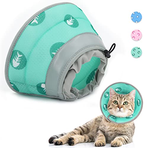 Supet Halskrause Katze,Einstellbarer Halskrause Katze Halsband,Wiederherstellung Halsband Weich Kragen Cone Nach Operation und Verletzungen für Welpen, Kleine Hunde und Katzen (Grün,M) von Supet