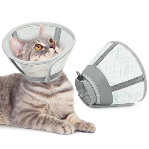Supet weicher Katzenkegel-Halskragen,Luftgewebe-Katzen-Erholungskegel nach Operation um Lecken zu verhindern, einstellbar, atmungsaktiver Katzenhalskegel als Alternative für kleine Kätzchen und Katzen Supet weicher Katzenkegel-Halskragen,Luftgewebe-Katzen-Erholungskegel nach Operation um Lecken zu verhindern, einstellbar, atmungsaktiver Katzenhalskegel als Alternative für kleine Kätzchen und Katzen von Supet