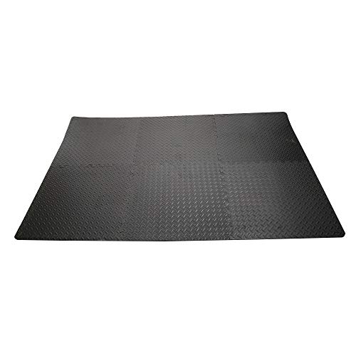 Bodenschutzmatte Fitness 63 * 63 cm, EVA-Schaum-Sport-Fitness-Matte, 12 mm Dicke Gummimatte, für Garagenküchen-Fitnessstudio-Boden (Schwarz 2, 18 pcs) von Supfine