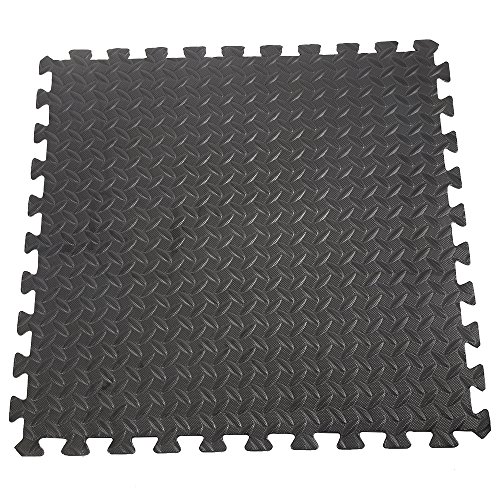 Bodenschutzmatte Fitness 63 * 63 cm, Eva-Schaum-Sport-Fitness-Matte, 12 mm Dicke Gummimatte, für Garagenküchen-Fitnessstudio-Boden (Schwarz 2, 6 pcs) von Supfine