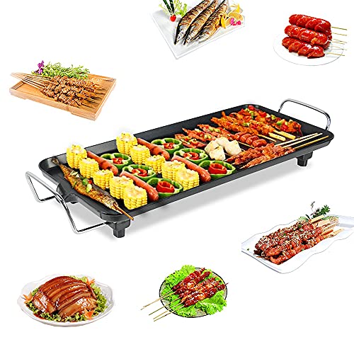 Elektrische Plancha mit Antihaftbeschichtung, Teppanyaki-Grillplatte 68 * 28 cm, Elektrische Grillplatte für Camping - 1355W - Edelstahl - 6-9 Personen von Supfine