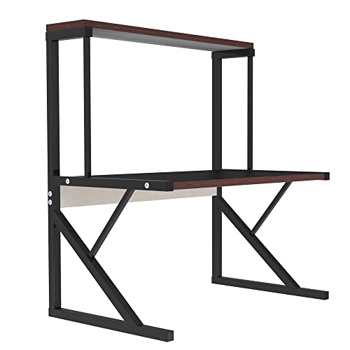 Mikrowellen Regal Halterung Mikrowellen 2-Stufiges Mikrowellenhalter, Gewürzregal Küchen Racks mit Haken, Stabilität, Mikrowellenhalter Organizer (2 Etagen,Schwarz) von Supfine