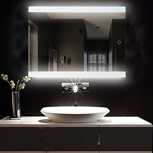 Supfine Badspiegel mit Beleuchtung LED, Wandspiegel mit Touch Schalter, 6400K +/- 300K Kaltweiß Beleuchtung, Antibeschlag-Badezimmerspiegel (70 x 50 cm, Kaltweiß) von Supfine