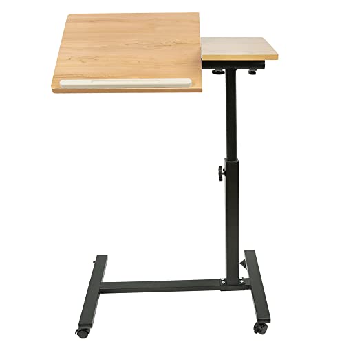 Supfine Betttisch für Laptop, Stehtisch mit 4 Rollen, höhenverstellbar, zusammenklappbarer Computertisch, Betttische zur Unterstützung der Autonomie (Holz, 60 x 34,5 x 58 – 90 cm) von Supfine