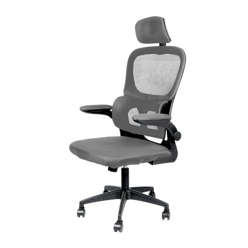 Supfine Bürostuhl, Ergonomischer Schreibtischstuhl mit Verstellbarer Kopfstütze, Armlehnen, Lordosenstütze, Office Chair Drehstuhl mit Atmungsaktivem Netzbezug für das Home Office (Grau) von Supfine