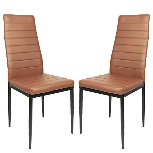 Supfine Esszimmerstühle 2er Set, Kunstleder-Bezug, Bequemer Polsterstuhl - SGS Geprüfter Polsterstuhl - Moderner Küchenstuhl, Stuhl Esszimmer für Esstisch (2, Braun, 48x42x97cm) von Supfine