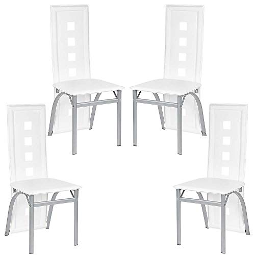 Supfine Esszimmerstühle 4er Set Esszimmerstuhl mit Rückenlehne, PVC-Leder Wohnzimmerstuhl für Küche, Esszimmer, Garten, 101,5 * 42 * 42,5 cm (4, Weiß) von Supfine