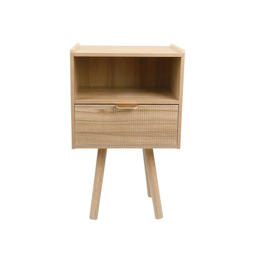 Supfine Nachttisch aus Holz, kleiner Nachttisch mit Schublade, für Schlafzimmer, Wohnzimmer, Büro, 30 x 40 x 66 cm (Braun) von Supfine