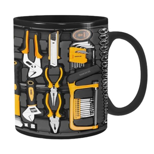 Suphyee Mechanic Toolbox Pattern Coffee Mug | Large Mechanic Toolbox Coffee Cup,Funny Novelty Printed Mugs Funny Black Ceramic Tea Cup for Engineer/Gentleman/Dad Gift von Suphyee