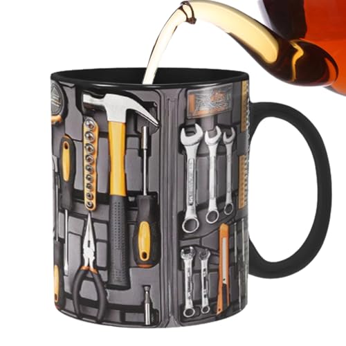 Suphyee Mechanic Toolbox Pattern Coffee Mug | Large Mechanic Toolbox Coffee Cup,Funny Novelty Printed Mugs Funny Black Ceramic Tea Cup for Engineer/Gentleman/Dad Gift von Suphyee